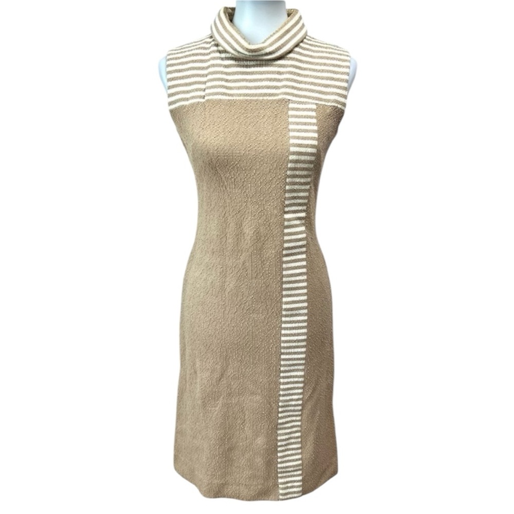 Vintage Mid Century Mod Maggie Stover Asymmetrical Striped Sweater Sheath Dress